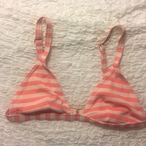 Pastel pink/salmon striped bikini top size M